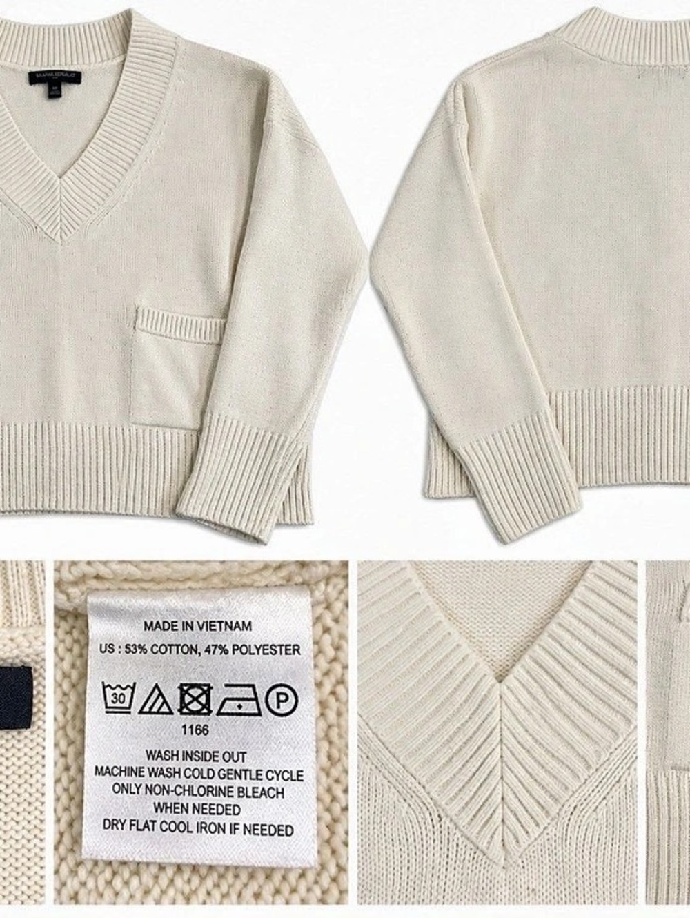 Banana Republic V-Neck Sweater in Cream Size Medium Like New